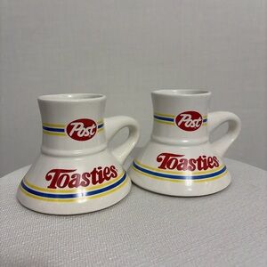 Post Toasties Vintage Ceramic Mugs Set of 2 Advertising Cups Taiwan(F91)✨